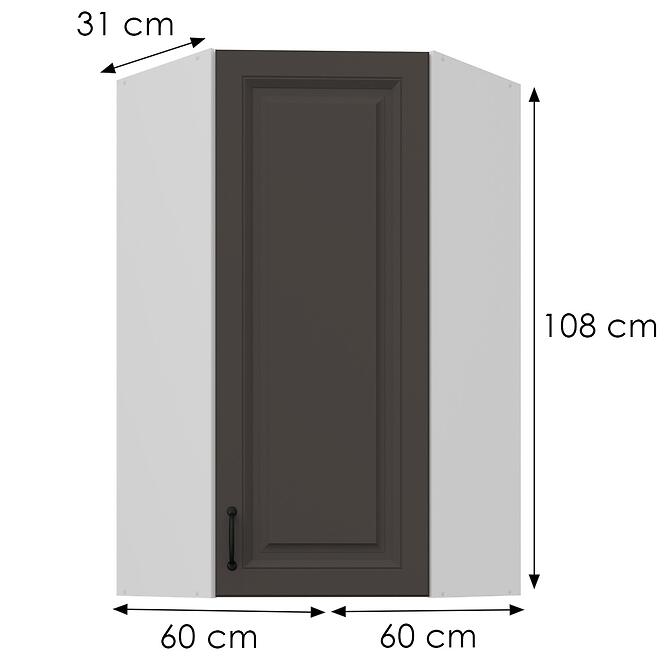Konyhaszekrény Stilo grafit matt/fehér 60x60 GN-108 1F (45°)
