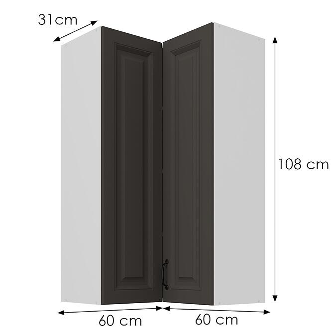 Konyhaszekrény Stilo grafit matt/fehér 60x60 GN-108 2F (90°)