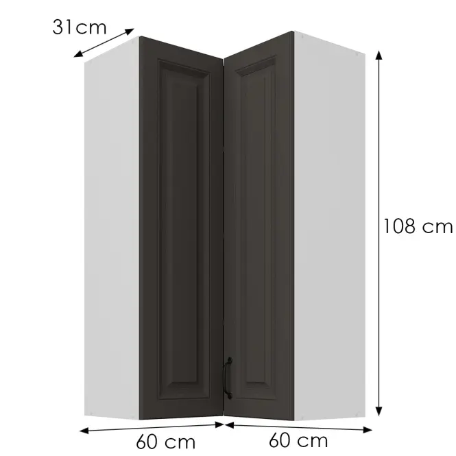 Konyhaszekrény Stilo grafit matt/fehér 60x60 GN-108 2F (90°),3