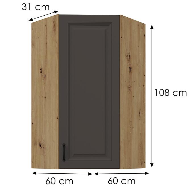 Konyhaszekrény Stilo grafit matt/artisan 60x60 GN-108 1F (45°),3