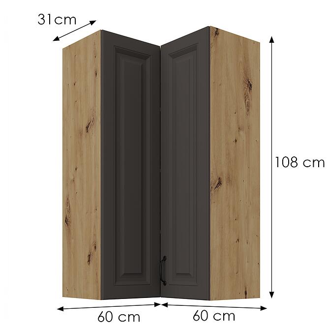 Konyhaszekrény Stilo grafit matt/artisan 60x60 GN-108 2F (90°)