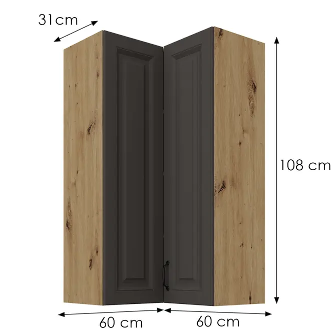Konyhaszekrény Stilo grafit matt/artisan 60x60 GN-108 2F (90°),3