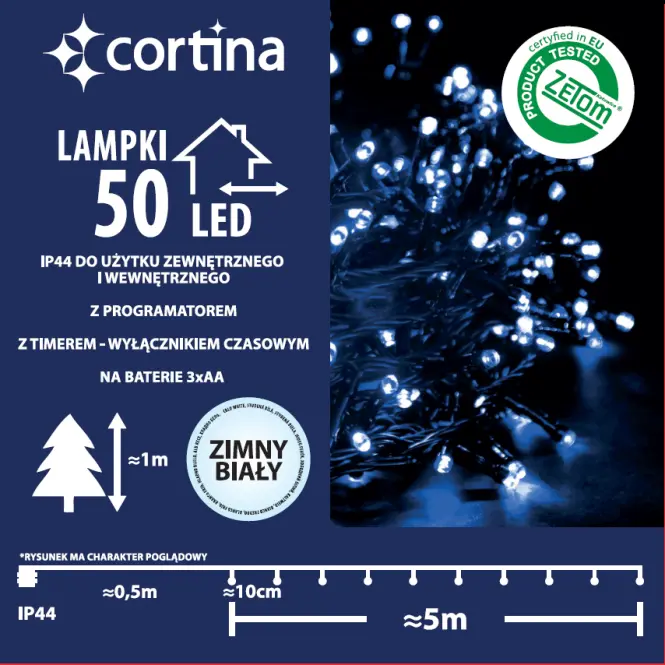 Karácsonyi fények 5/21/bat LED 50l zew. Cw bat,2