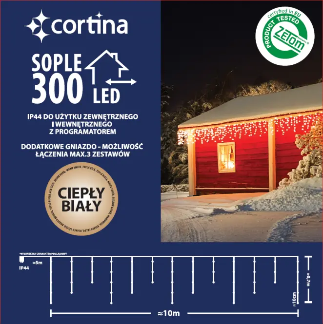 Karácsonyi fények LED sople 300l zew.t.+Gn.+Pg. Ww,3