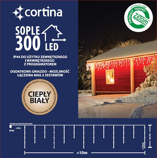 Karácsonyi fények LED sople 300l zew.t.+Gn.+Pg. Ww,3