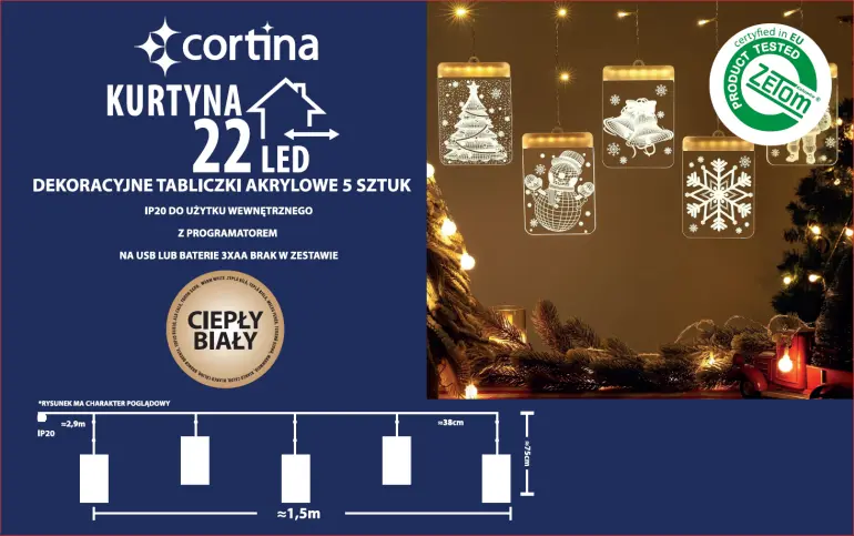 Fényfüggöny LED 22l 5 szt. Na baterie,3