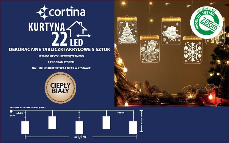 Fényfüggöny LED 22l 5 szt. Na baterie,3