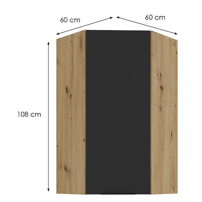 Konyhaszekrény Aria-Bl/Ar Anti Fingerprint 60x60 Gn-108 1f (45°),2