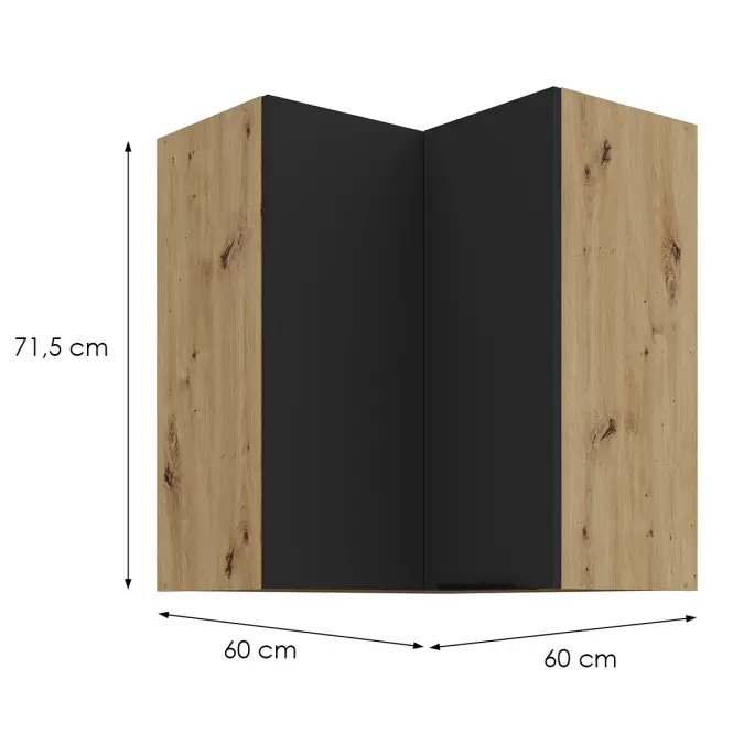 Konyhaszekrény Aria-Bl/Ar Anti Fingerprint 60x60 Gn-72 2f (90°)