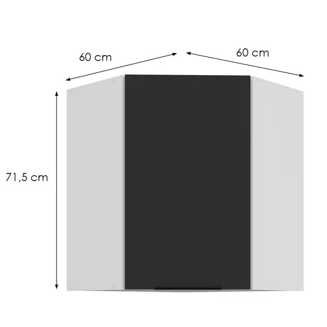 Konyhaszekrény Aria-Bl/Wh Anti Fingerprint 60x60 Gn-72 1f (45°)