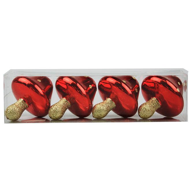 Karácsonyi gömbök gombák 8 cm 4 db 37316