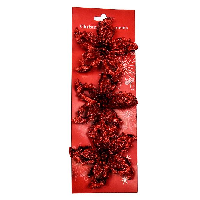 Karácsonyi rózsa 9 cm 3 db mix 41804,2