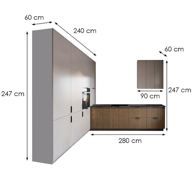 Konyhabútor Luxeo 240 X 300 Cm Baltic/Beige Set 8