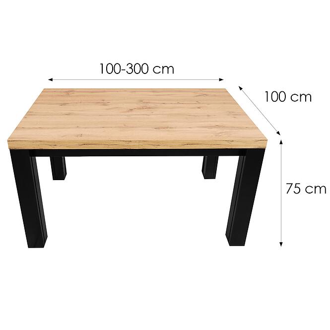 Asztal St-63 100x100+4x50 Wotan/Fekete
