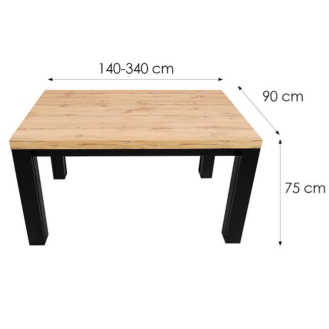 Asztal St-63 140x90+4x50 Wotan/Fekete