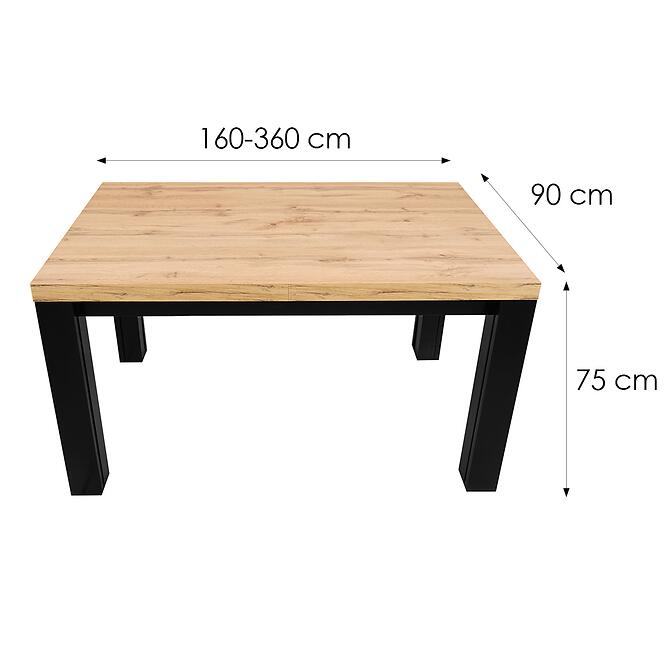 Asztal St-63 160x90+4x50 Wotan/Fekete