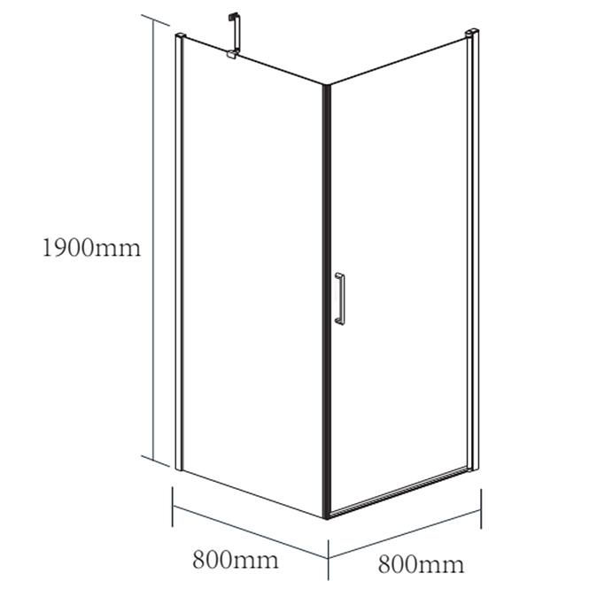 Zuhanykabin Vela Black 80x80x190,2