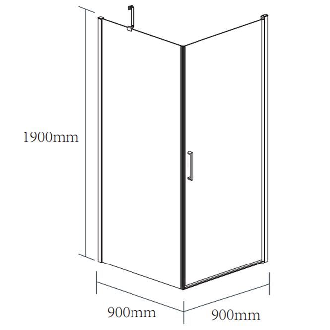Zuhanykabin Vela Black 90x90x190,2