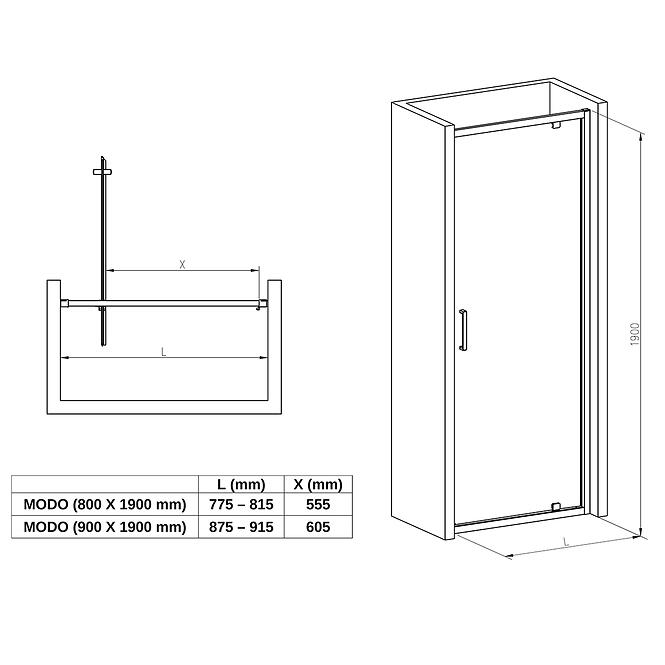 Zuhanyajtó Modo 80x190 króm