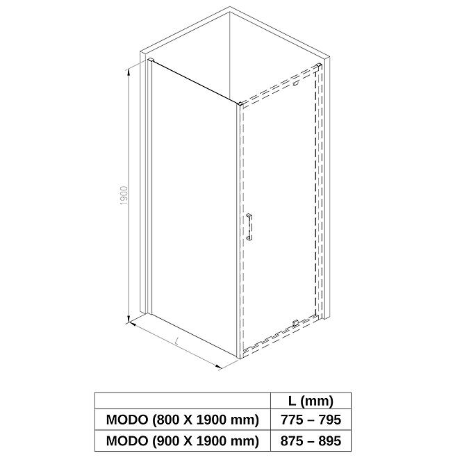 Zuhanyfal Modo 90x190 króm,3