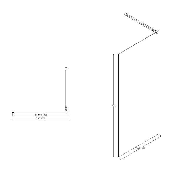 Zuhanyfal Walk-In Zum 100x195 black
