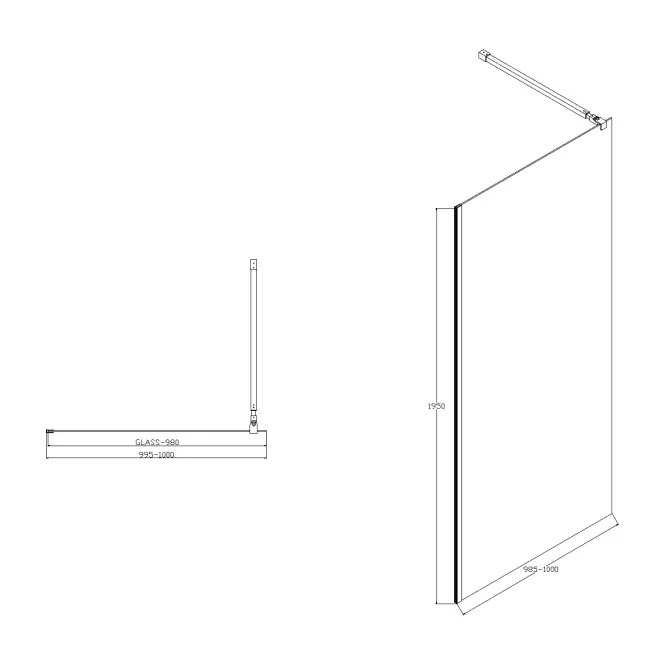 Zuhanyfal Walk-In Zum 100x195 black,5