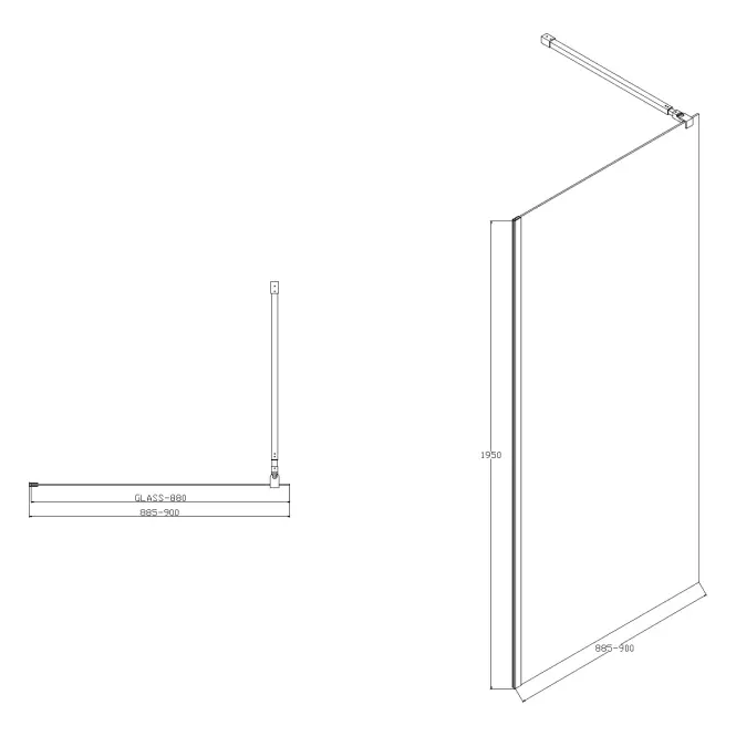 Zuhanyfal Walk-In Zum 90x195 black