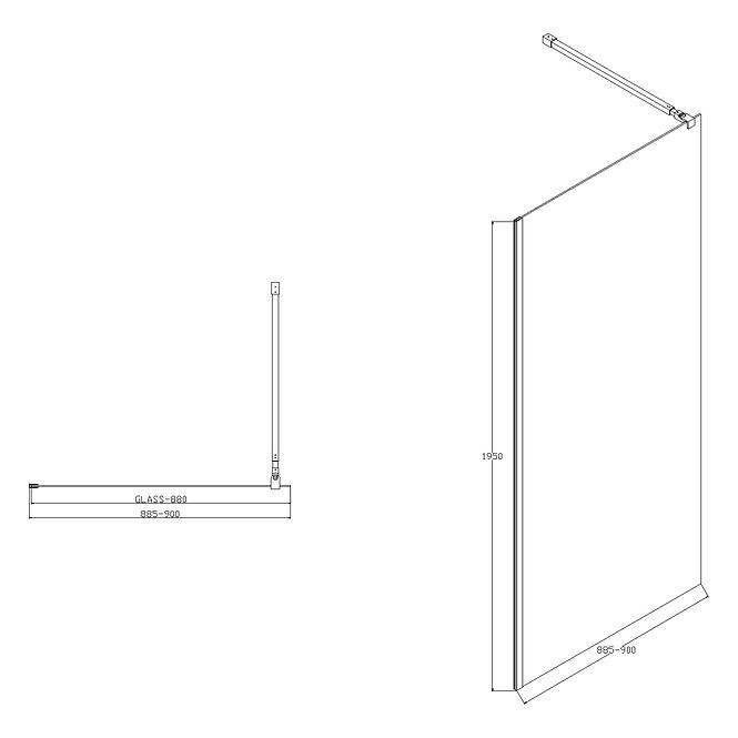 Zuhanyfal Walk-In Zum 90x195 black
