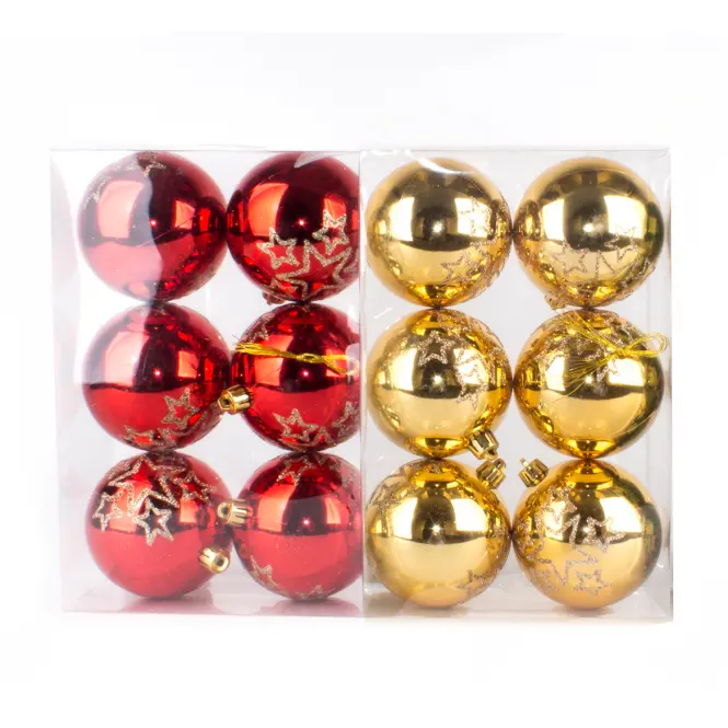 Karácsonyi gömbök készlet átmérő 8 cm 6 db mix 46055