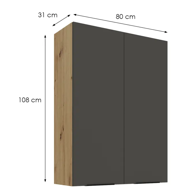 Konyhaszekrény Aria-Gr/Ar Anti Fingerprint 80g-108 2f