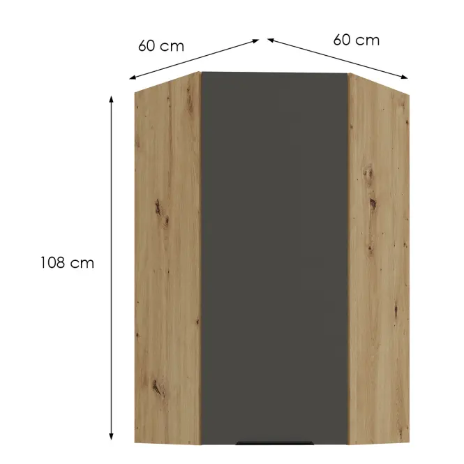 Konyhaszekrény Aria-Gr/Ar Anti Fingerprint 60x60 Gn-108 1f (45°)