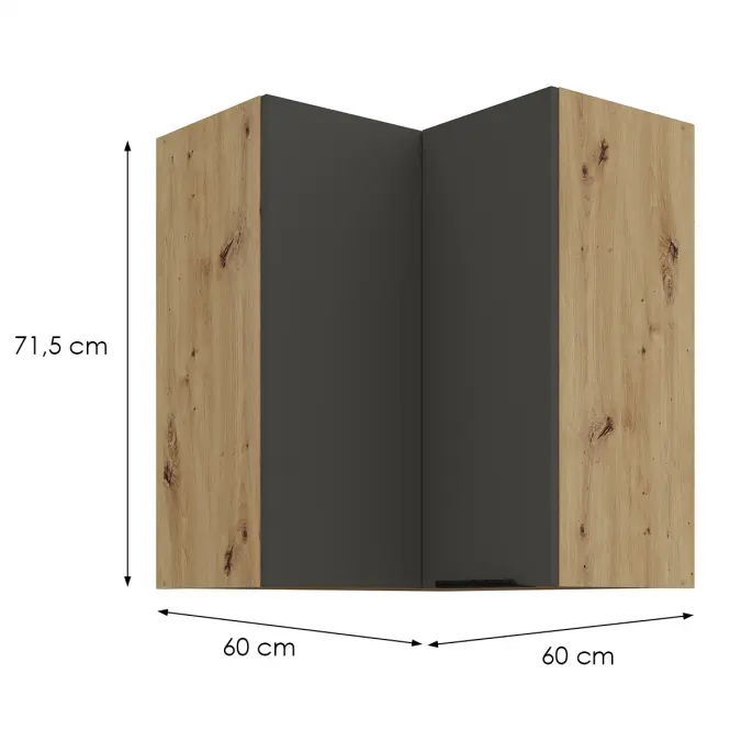 Konyhaszekrény Aria-Gr/Ar Anti Fingerprint 60x60 Gn-72 2f (90°)
