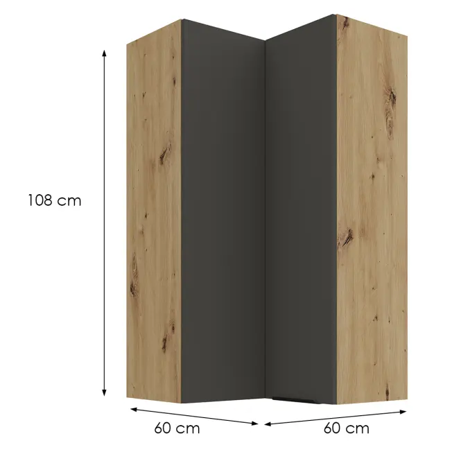 Konyhaszekrény Aria-Gr/Ar Anti Fingerprint 60x60 Gn-108 2f (90°)