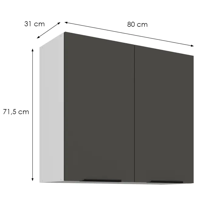Konyhaszekrény Aria-Gr/Wh Anti Fingerprint 80g-72 2f