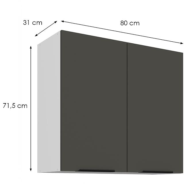 Konyhaszekrény Aria-Gr/Wh Anti Fingerprint 80g-72 2f,2