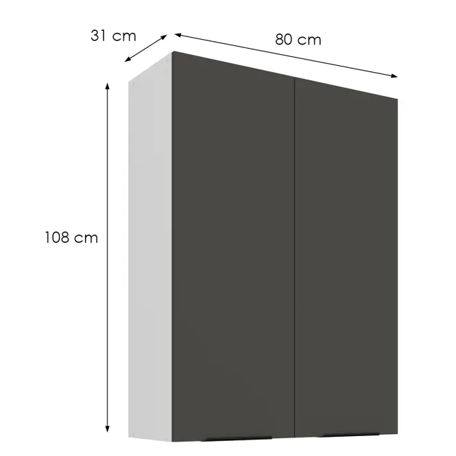 Konyhaszekrény Aria-Gr/Wh Anti Fingerprint 80g-108 2f