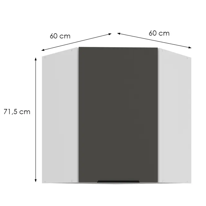 Konyhaszekrény Aria-Gr/Wh Anti Fingerprint 60x60 Gn-72 1f (45°)
