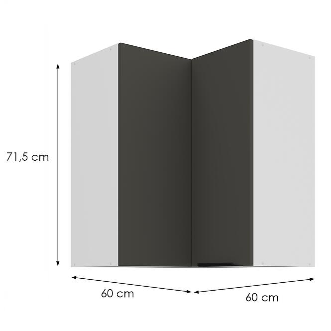 Konyhaszekrény Aria-Gr/Wh Anti Fingerprint 60x60 Gn-72 2f (90°),2