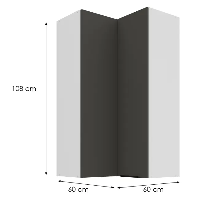 Konyhaszekrény Aria-Gr/Wh Anti Fingerprint 60x60 Gn-108 2f (90°)