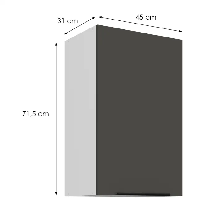 Konyhaszekrény Aria-Gr/Wh Anti Fingerprint 45g-72 1f