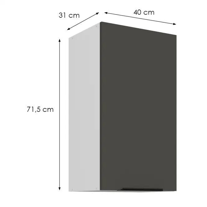 Konyhaszekrény Aria-Gr/Wh Anti Fingerprint 40g-72 1f