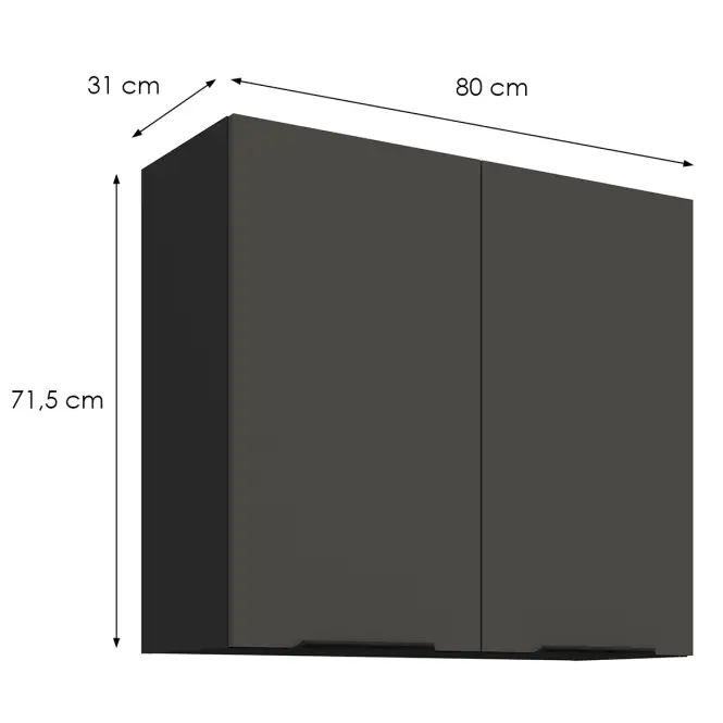 Konyhaszekrény Aria-Gr/Bl Anti Fingerprint 80g-72 2f
