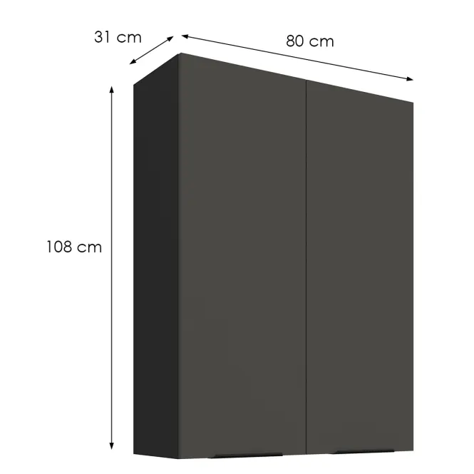 Konyhaszekrény Aria-Gr/Bl Anti Fingerprint 80g-108 2f