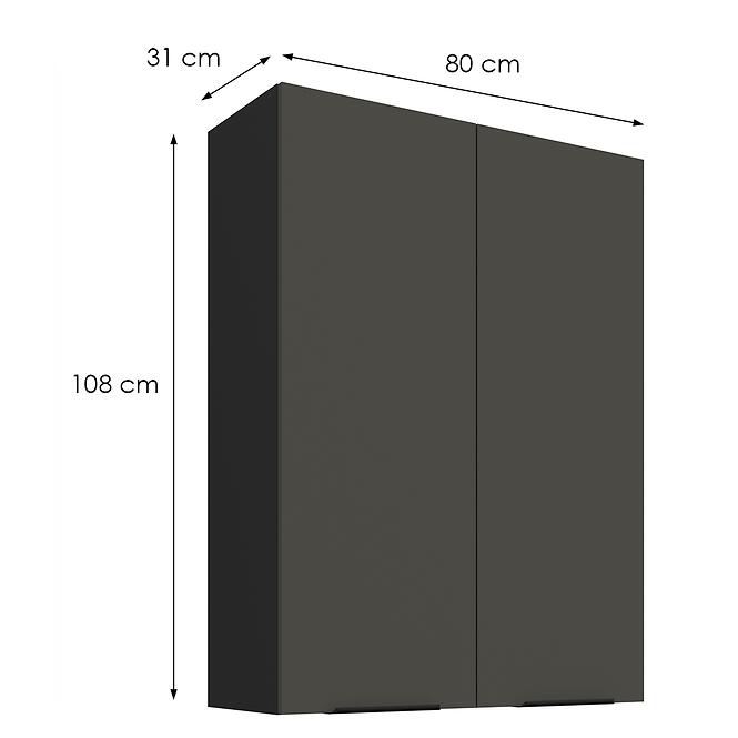 Konyhaszekrény Aria-Gr/Bl Anti Fingerprint 80g-108 2f