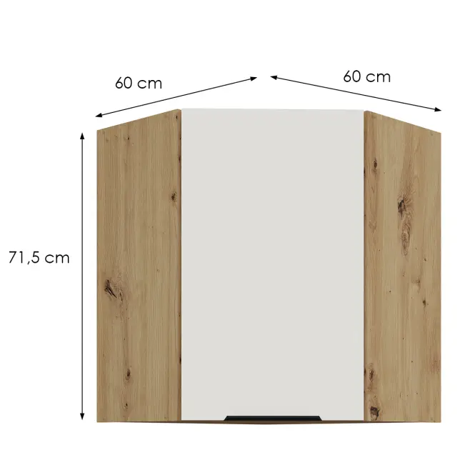 Konyhaszekrény Aria-Wh/Ar Anti Fingerprint 60x60 Gn-72 1f (45°)