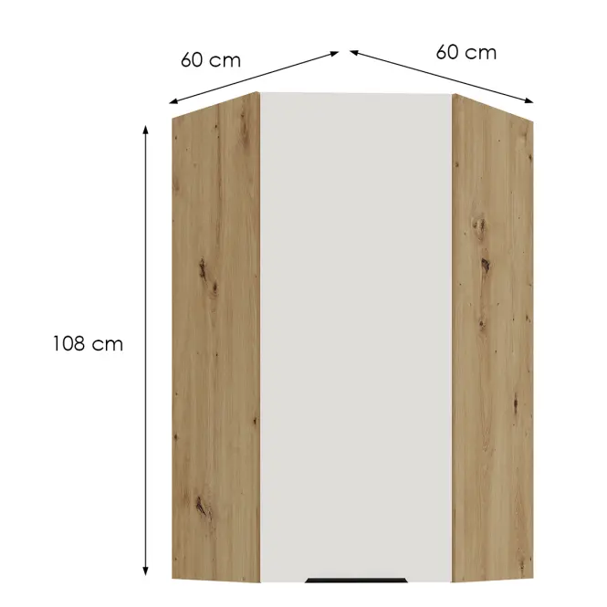 Konyhaszekrény Aria-Wh/Ar Anti Fingerprint 60x60 Gn-108 1f (45°)