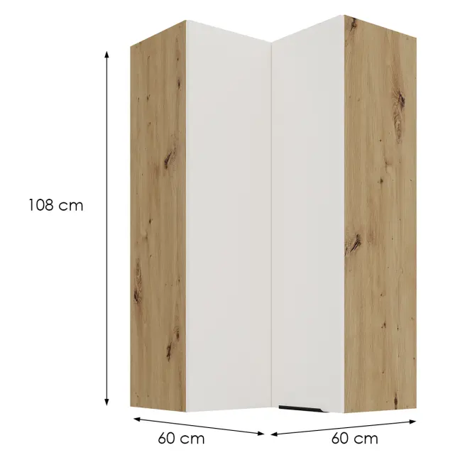 Konyhaszekrény Aria-Wh/Ar Anti Fingerprint 60x60 Gn-108 2f (90°),2
