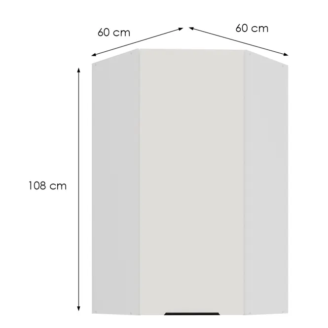 Konyhaszekrény Aria-Wh/Wh Anti Fingerprint 60x60 Gn-108 1f (45°),2