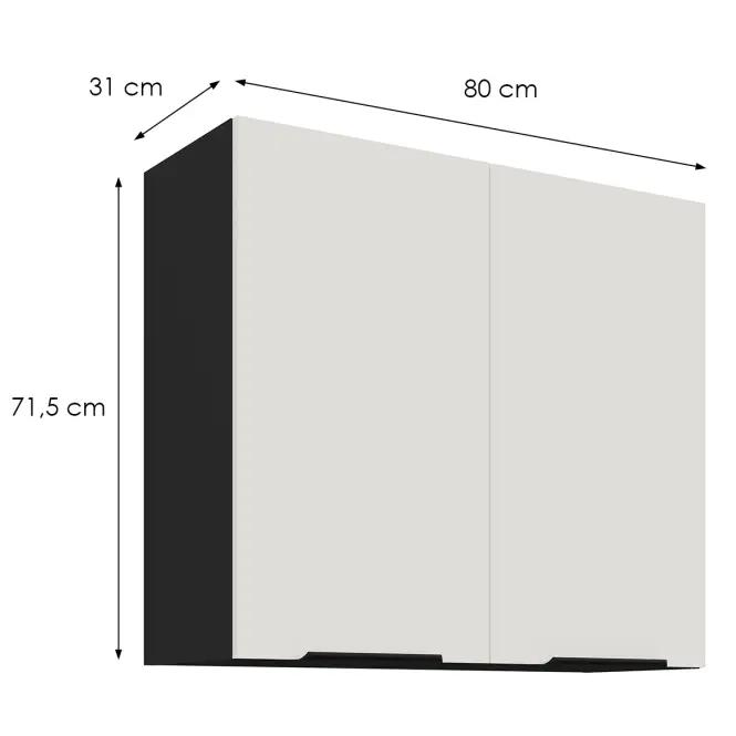 Konyhaszekrény Aria-Wh/Bl Anti Fingerprint 80g-72 2f