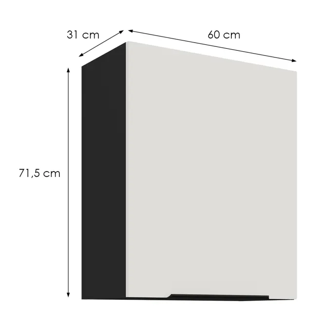 Konyhaszekrény Aria-Wh/Bl Anti Fingerprint 60g-72 1f,2